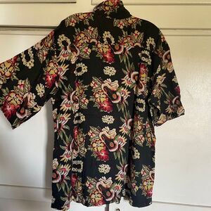 Protest men's rayon black Hawaiian‎ ukulele button up short sleeve shirt XL